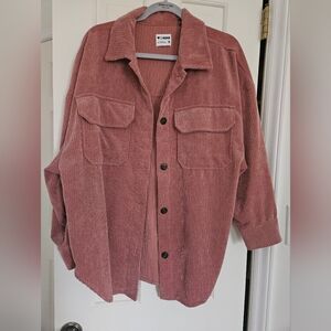 Pink Corduroy Button-Up Shirt/Shacket in Dusty Rose Size:Medium